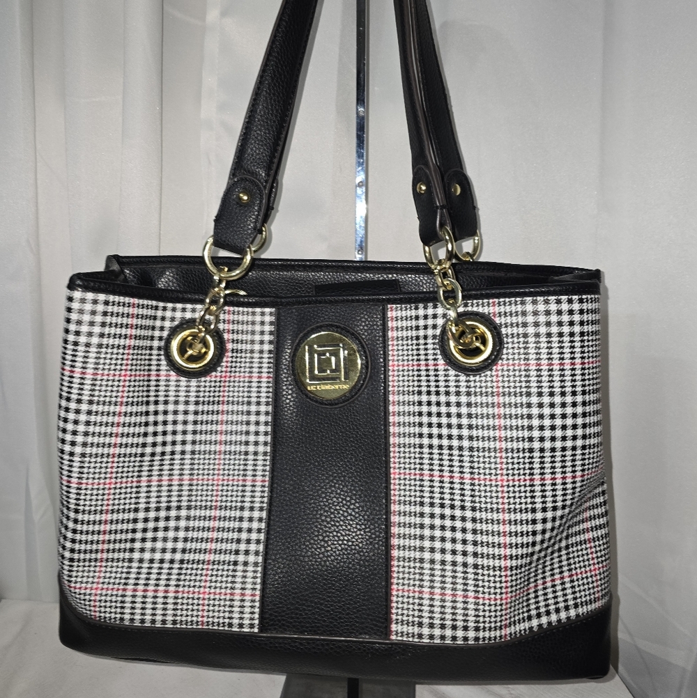 Liz Claiborne Elegant Black and White Checkered Tote SHOULDER  Bag